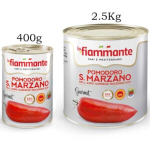 La Fiammante's San Marzano Tomaten D.O.P. - 400g blik en 2.5Kg blik met de smaak van Italië
