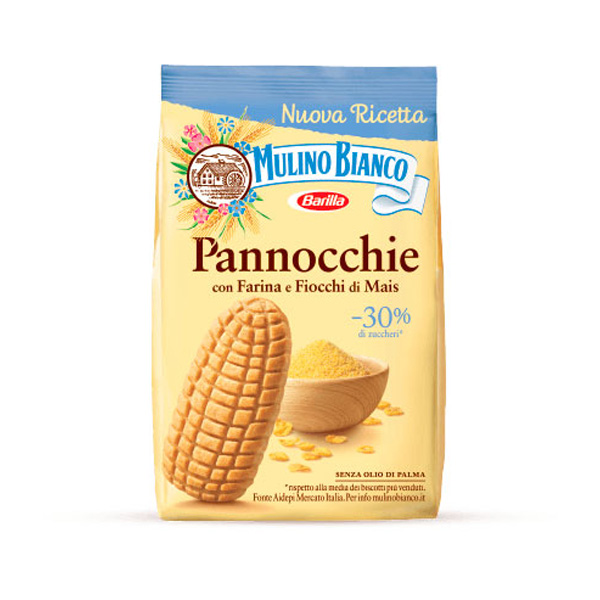 Mulino Bianco Pannocchie: Licht & Knapperig Genot Mulino Bianco Pannocchie Maïsmeel Koekjes Verpakking