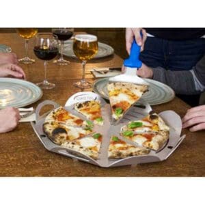 Rond geperforeerd tray/snijbord op voet Ø33cm | Gi.Metal 2 GI-METAL