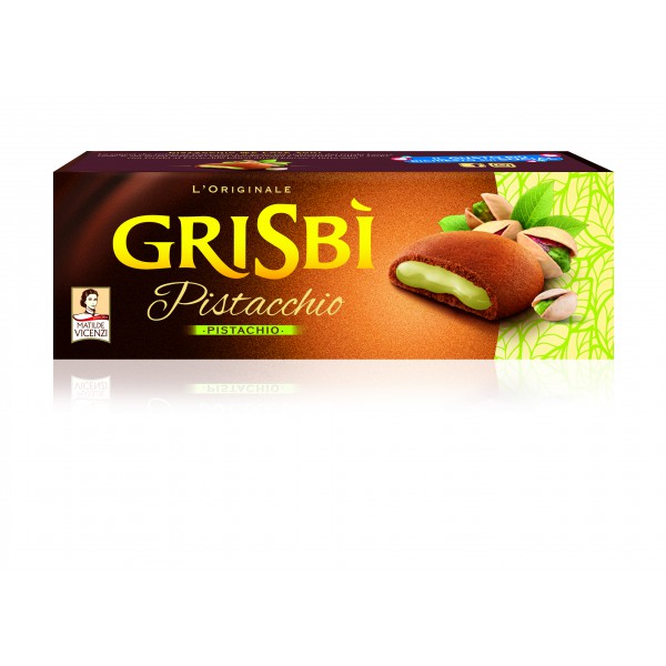 Grisbi Biscotti al Pistacchio 135g - Pistachekoekjes Grisbi Biscotti al Pistacchio koekjes met zachte pistachevulling