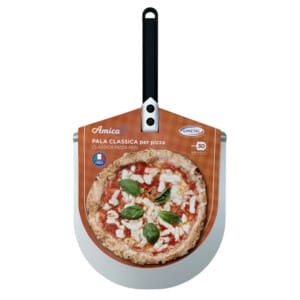 Pizzaschep met kort handvat | Gi.Metal 1 Gi.Metal Classica Pizza Peel, blad 30 cm, steel 25 cm, voor thuisgebruik.
