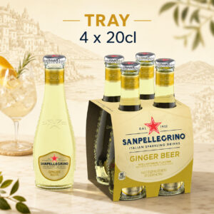 Sanpellegrino Ginger Beer tray 4x20cl met losse ginger beer 20cl fles en serveerglas