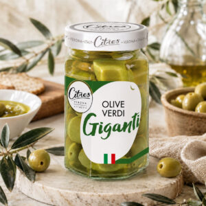 Groene olijven pot van CITRES met grote groene olijven, Cerignola olijven voor de borrel